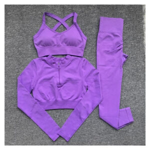 Uniga Custom OEM Seamless Ribbed Violet Gym Set